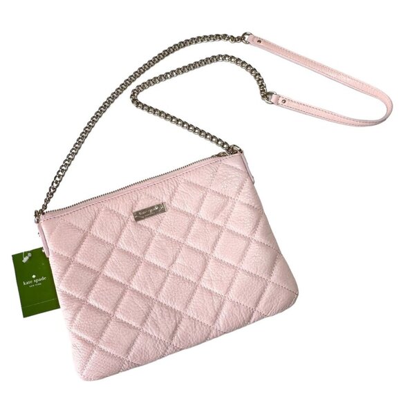 NWT Kate Spade Quilted Leather Shoulder Crossbody Bag Petal Pink Coquette Girly - Picture 1 of 13